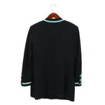 St. John  Collection Black Teal Off-White Santana Knit Longline Jacket 8 Photo 4