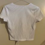 Love Tree White Ribbed Cropped Top with Center Knot Photo 3