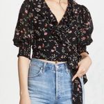 Ganni  38 US M Printed Georgette Floral Wrap  ruffle Blouse Top Photo 0