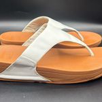 FitFlop  Womens Lulu Toe Post Strap Leather Sandals Flip Flop White Brown Size 10 Photo 0