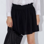 ZARA Pleated Black Flowy Stretchy Shorts Photo 0