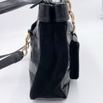 Brighton Vintage Purse Black Croc Embossed Leather Suede Metal Chain Link Strap Photo 5