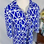 Jude Connally Geometric Print Shirt Dress – Blue & White Stretch Knit Sz M 🧡 Size M Photo 2