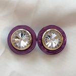 Buttons These Are Amazing! Vintage Pierced Earrings  W Revolution Rhinestones Photo 1