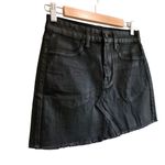 BLANK NYC Jack Leather-Like Raw Edge Denim Jean Mini Skirt Black Shine 25 Revolve Photo 5