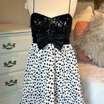 Blondie Nites Esther Ramirez Black Sequin Ruffle Lining White Polka Dot Womens 7 Photo 0