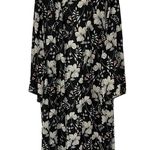 Wrangler Retro Size XL Kimono Black Floral Duster Open Front Long Sleeve Women’s Photo 1