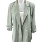 Miss Selfridge Green Double Breasted Ruched 3/4 Sleeve Blazer Coat Jacket Size 8 Photo 0