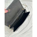 Vintage Bon Goût 70s Velvet Logo Crossbody Gray Black Silver Chain Leather Photo 3