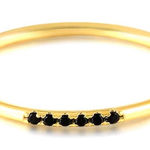 Boutique Dainty‎ 14k Gold Plated S925 Black Melee Diamond Ring, Size 7 Photo 0