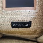 Antik Kraft  Boho Floral Patterned Jute Handbag with Wooden Handle Photo 4