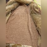 Lisa International faux suede sweater jacket faux fur trim and collar women’s M Tan Size M Photo 6