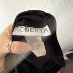 Roberta Dress Vintage 90s Medium Black Velvet Maxi Gown Floral Embroidery USA Black Photo 7