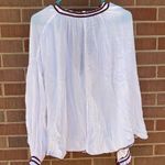 Free People  White Boho Blouse with Maroon Trim and Matching Shorts Size Medium Photo 6