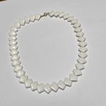 Trifari Signed White Plastic Beads Necklace Gold Tone Clasp Photo 1