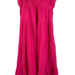 Victoria Dunn Folly Gauzy Pink Tiered Ruffled Sleeve Maxi Dress Size‎ Medium Photo 0