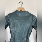 Naked Wardrobe Crocodile Collection Faux Leather Long Sleeve Bodysuit Green XS Photo 6