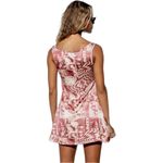 Miaou Ginger Babydoll Mini Dress Wanted Red Cowl Neckline Newspaper Print Small Photo 1