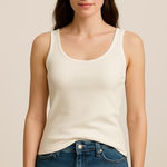 Dana Buchman  Ivory Sleeveless Knit Tank Top XS Nylon Blend Pullover Preppy Photo 0