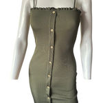 Almost Famous  Small Bodycon Mini Olive Green Button Front Spaghetti Strap Dress‌ Photo 0