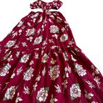 Alohiwai Tropical Hawaiian Print Maxi Dress Cutout Vacation Floral Size XS Women Red Photo 3