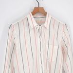 J.Crew Classic Fit Washed Cotton Poplin Shirt in White Blue Stripe Women's 10 Photo 4