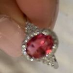 Australian Crystal Oval Stone Ring Dipped In White Gold... Pink Photo 1