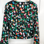 Open Edit Abstract Tie Front Bell Sleeve Blouse Multicolor Size XXS Photo 2