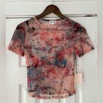 superdown NWT Floral Simona Sheer Top - Pink and Blue Photo 3