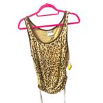Southpole Tank Top Women's XL Animal Print Leopard Sleeveless Gold Foil Y2K Photo 1