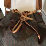 ETRO Milano Paisley Nylon Vachetta Leather Drawstring Bucket Tote Shoulder Bag Photo 5