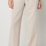 Liz Claiborne Liz‎ Claiborne Linen Cotton Wide Leg Pants Flax Beige Drawstring L Photo 0