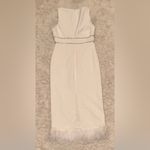 Likely NWOT Corianne Sleeveless White Feather Trim Empire Waist Midi Dress sz 8 Photo 7