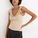 Madewell  Belhaven Ruffle Sweater Tank Caramel Stripe Size Large Photo 0