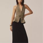 Anthropologie  Belted Halter Top Open Back Moss Green Size XL NEW Photo 1