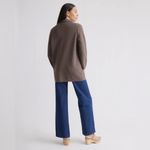 Quince Organic Cotton Knit Soft Blazer Cardigan Taupe Brown Medium Photo 6