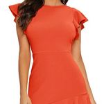 Boutique Orange Ruffle Dress Photo 0