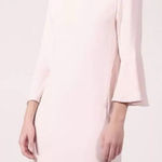 Sandro  Paris Mini Dress Size Small Crepe Pale Pink Fluted 3/4 Sleeves‎ Tie Back Photo 0
