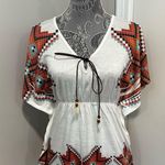 julie's closet Julie’s Closet Southwest Aztec Lightweight Flutter Sleeve Top. Vneck Lightweight Photo 0