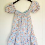 RSQ Blue Orange Daisy Floral Puff Sleeve Babydoll Dress XXS Photo 4