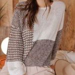 Blu Pepper  Women's Tie Back Colorblock Sweater Photo 0