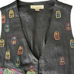 Boho Elephant Embroidered Vest | Vintage Kāra•vān | Folk Art India | Size M Black Size M Photo 7