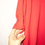Pleione New Red Roll Tab Sleeve Keyhole Back Shirt Size XS Photo 2