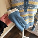 We The Free  winter Striped V-Neck Sweater - Blue and Yellow Photo 1