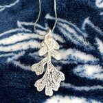 Source Unknown Real Leaf PENDANT with Chain Lacey OAK Dipped in Silver Genuine Leaf Necklace Photo 2