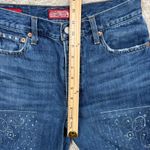 Lucky Legend Drew Mom High Rise Taper Jean 4/27 Denim Paisley Studded Frayed Hem Blue Photo 9