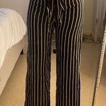 AQUA Black and White Flowy Striped Pants Photo 0