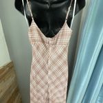 Princess Polly  Plaid Maxi milkmaid  Dress in tan and White Photo 1
