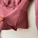 EXPRESS NWOT  Satin Button Front V-Neck Peplum Blouse Mauve Photo 6