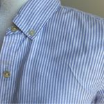 LL Bean Blue and White Stripes 3/4 Length Sleeve Button Down Shirt Oxford Cotton Size undefined Photo 5